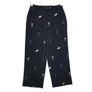 Sag Harbor Womens Vintage Golf Palm Tree Embroidered Trouser‎ Pants Size 8 Black